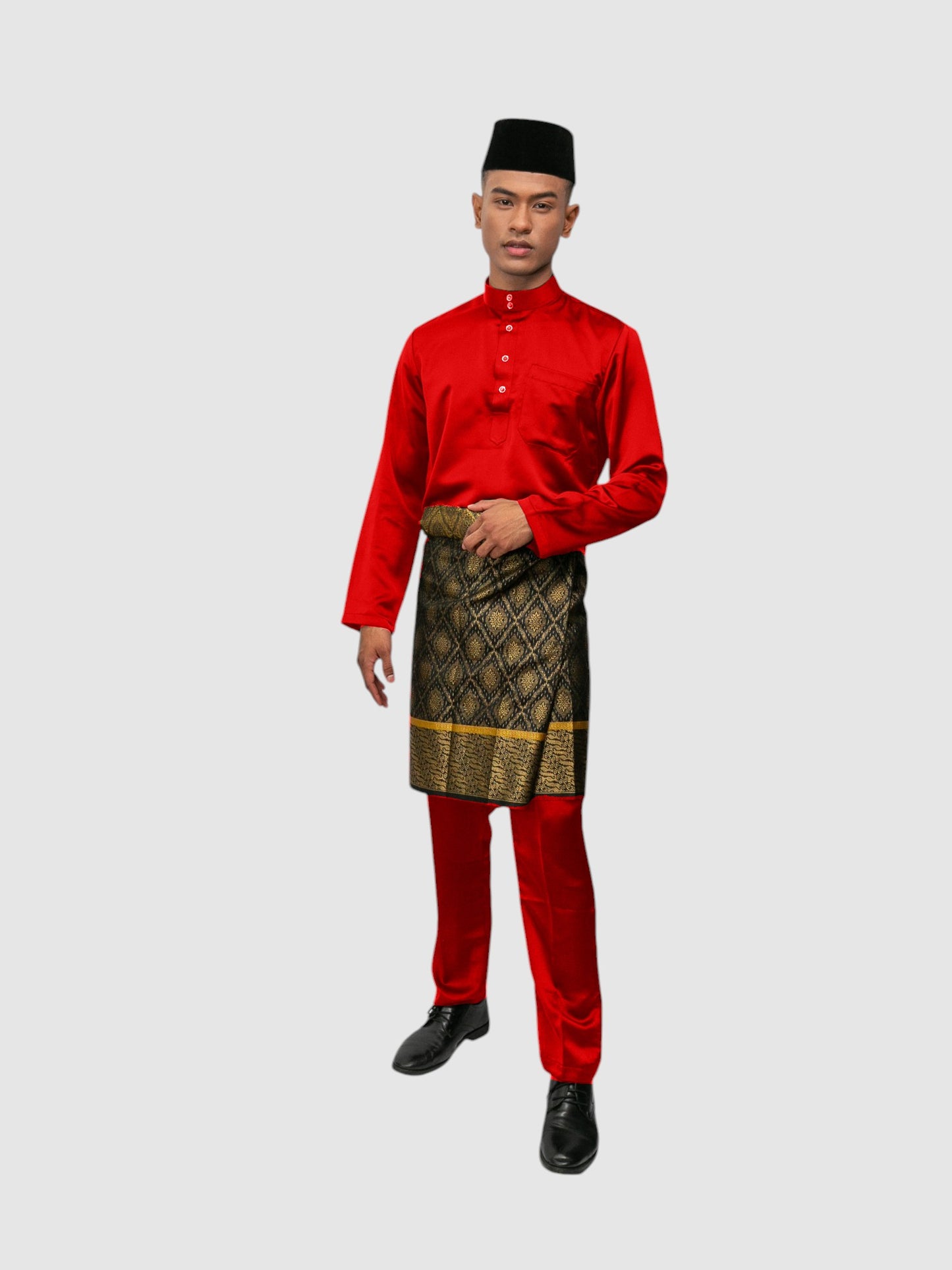 Arjuna Cekak Musang Bapa & Anak Moden Fit - Merah Delima Baju Melayu