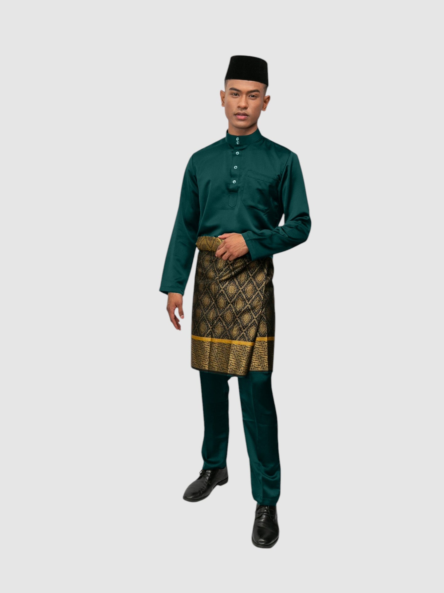 Arjuna Cekak Musang Bapa & Anak Moden Fit - Hijau Teal Baju Melayu