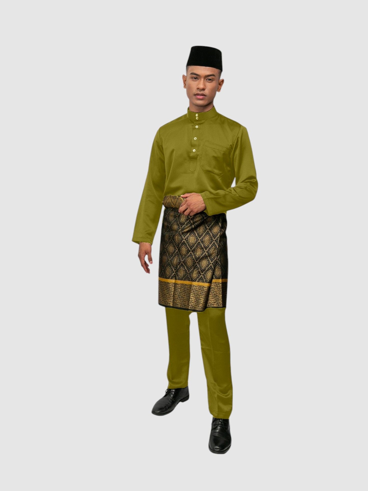 Arjuna Cekak Musang Bapa & Anak Moden Fit - Emas Antik Baju Melayu