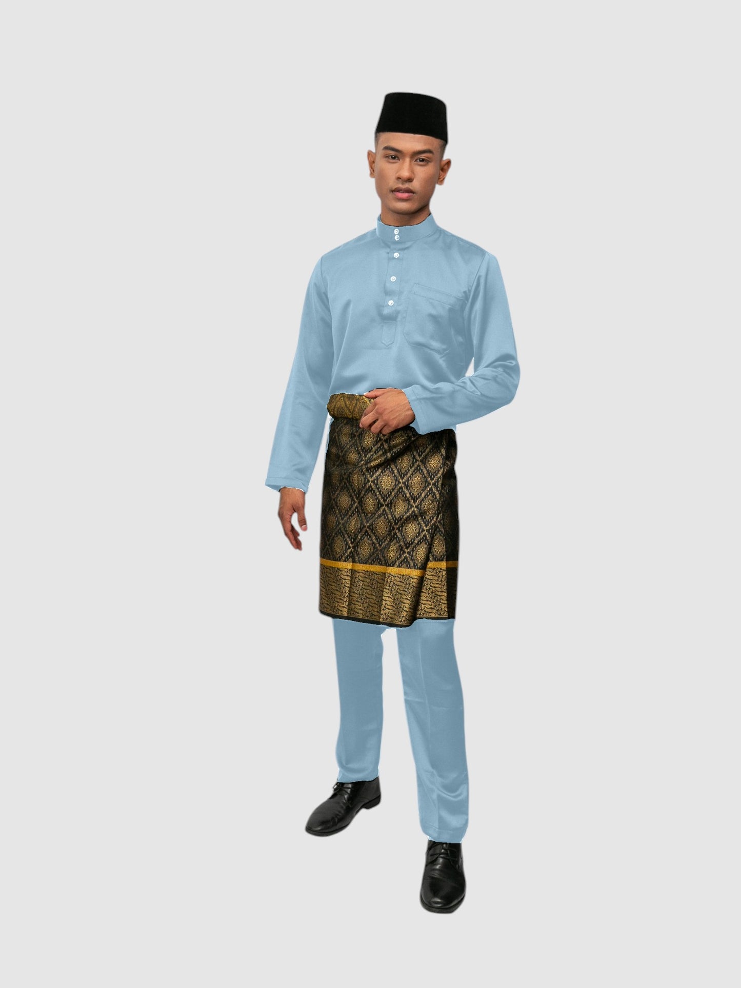 Arjuna Cekak Musang Bapa & Anak Moden Fit - Biru Laut Baju Melayu