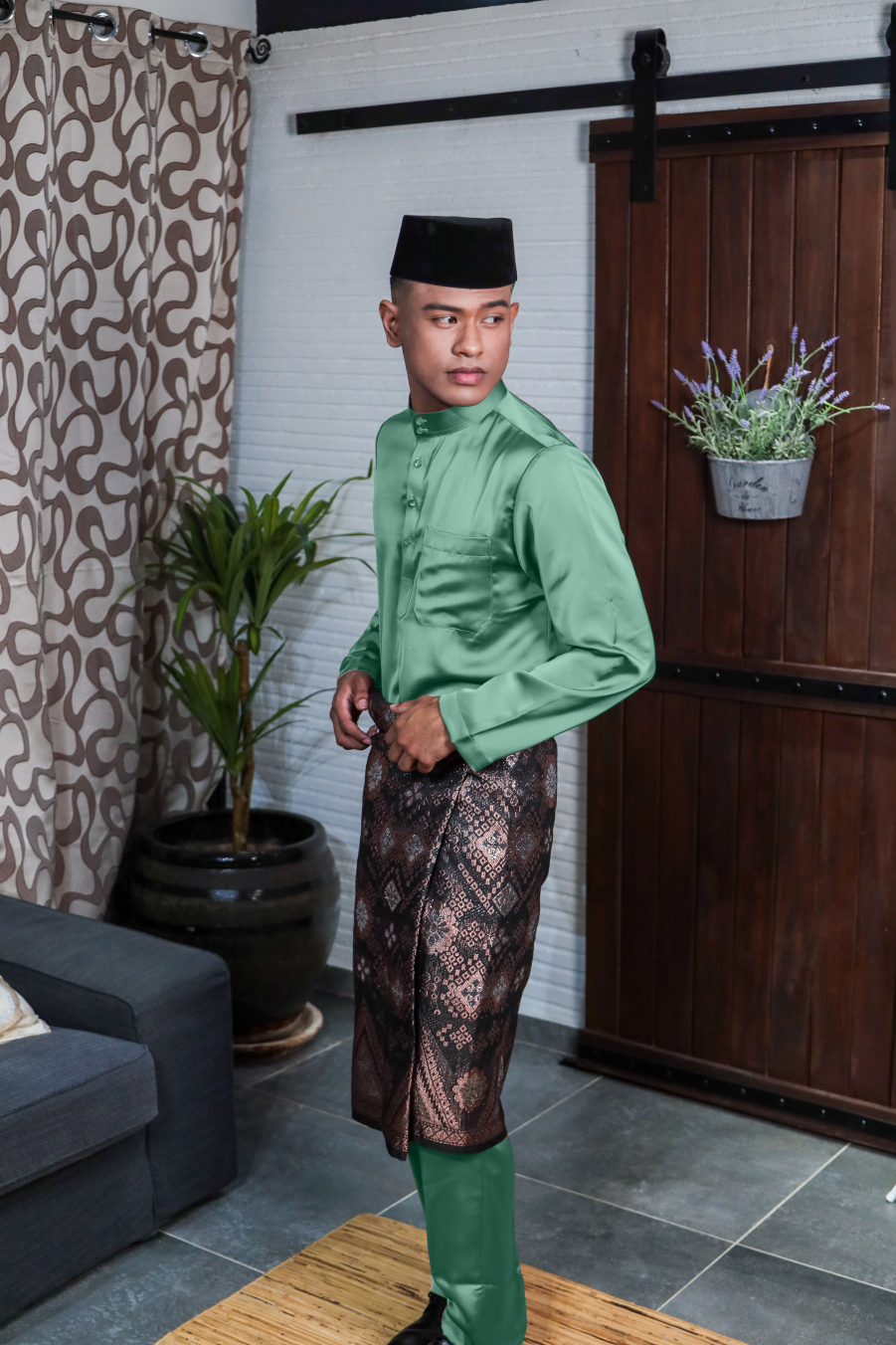 Arjuna Cekak Musang Bapa & Anak Moden Fit - Hijau Pudina Baju Melayu