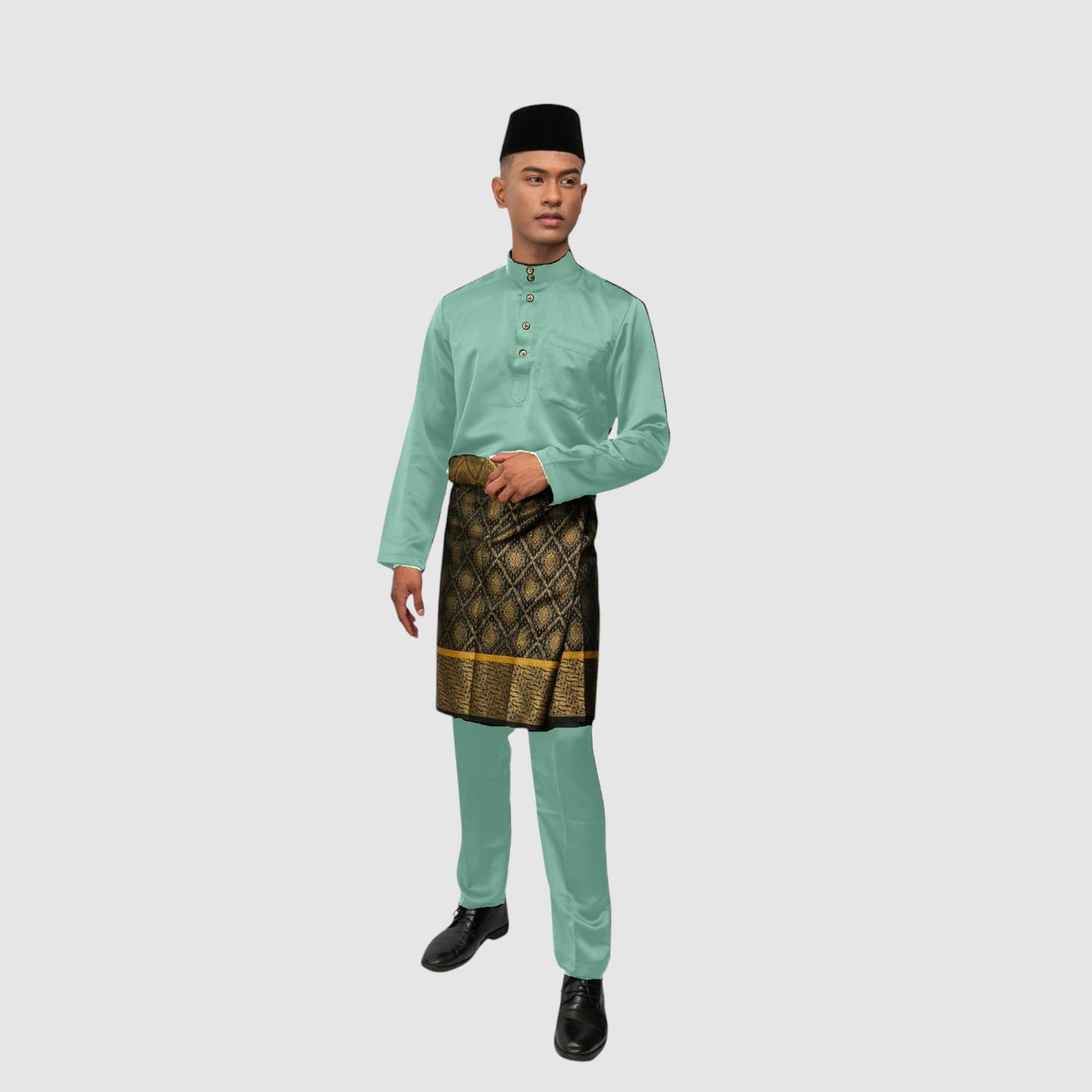 Arjuna Cekak Musang Bapa & Anak Moden Fit - Hijau Pudina Baju Melayu