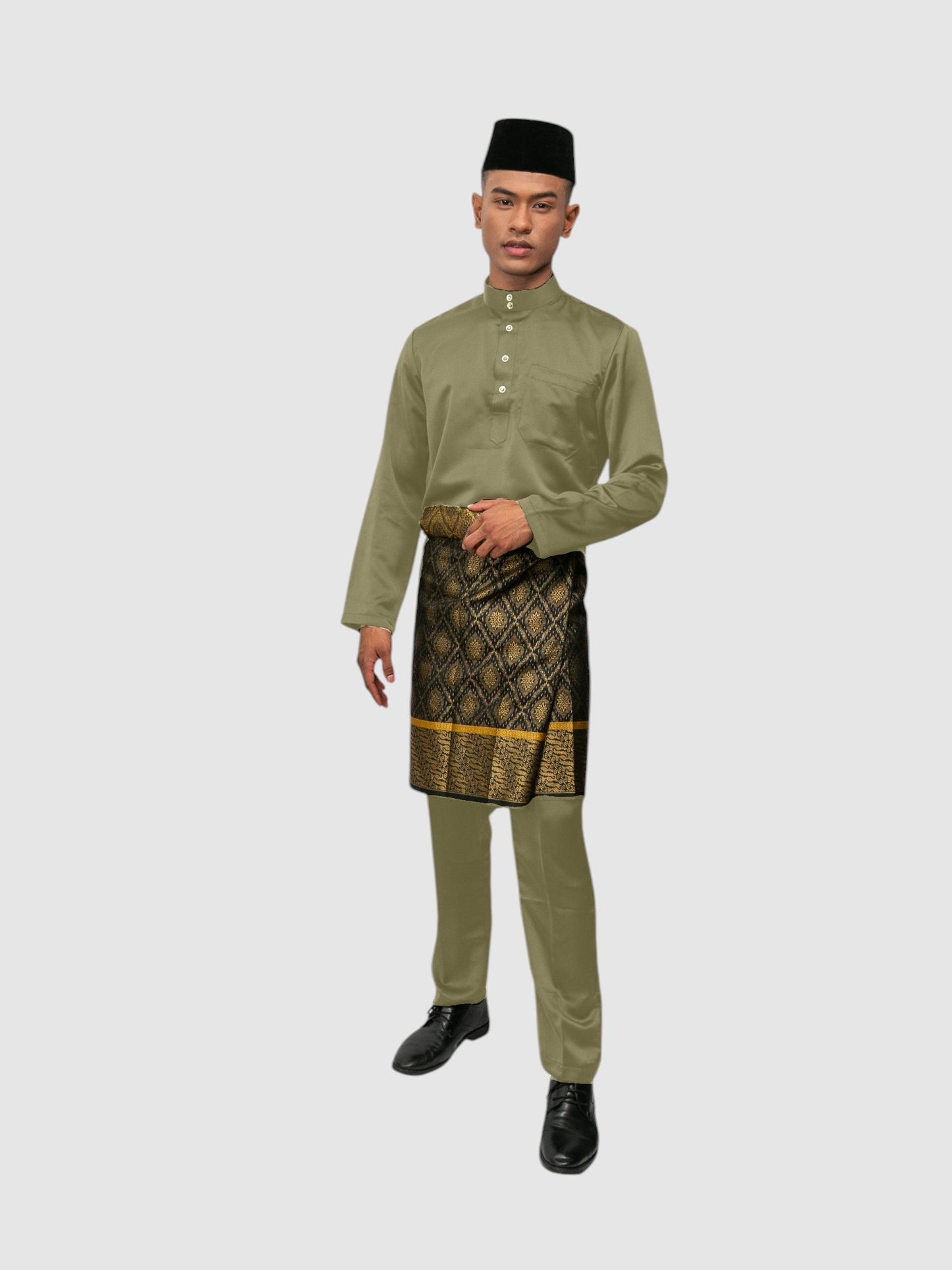 Arjuna Cekak Musang Bapa & Anak Moden Fit - Hijau Lumut Baju Melayu