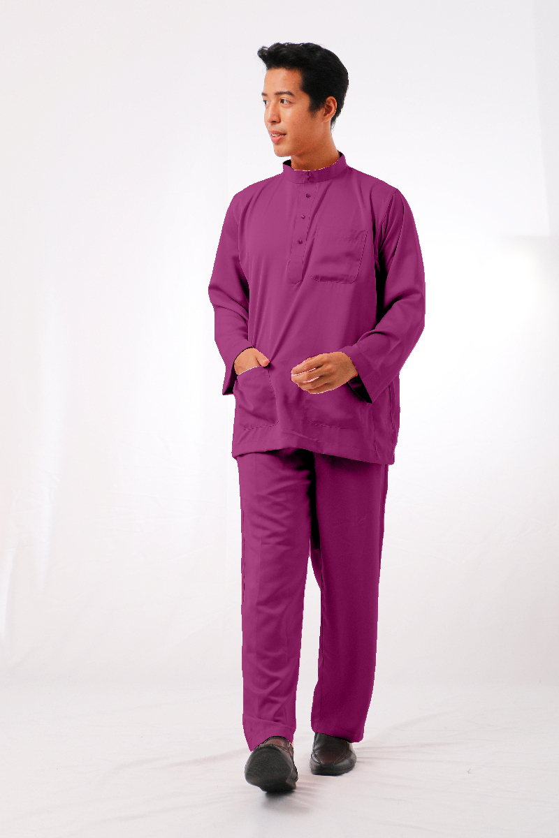 MIKAIL BAJU MELAYU MODEN - MEDIUM VELVET PINK